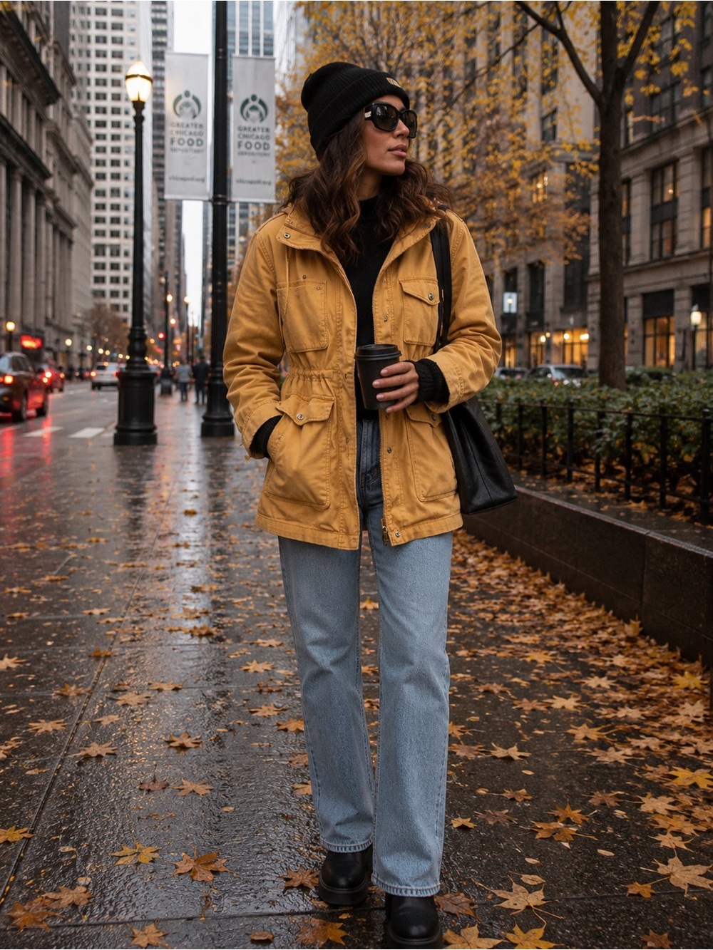 Tinsel Mustard Yellow Hooded Utility Jacket